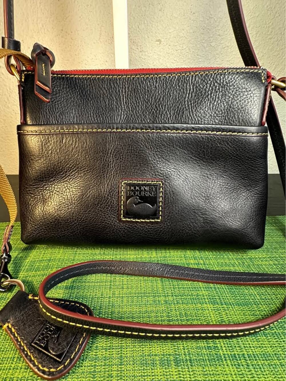 Dooney & Bourke Pebble Grain Leather Ginger Pouchette Crossbody Bag – Black